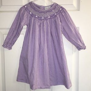 purple striped Fantaisie Kids smocked dress